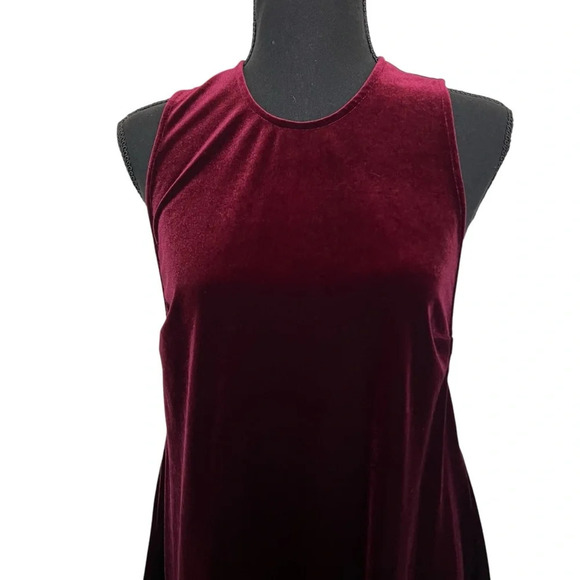 Sleeveless Velvet Shift Mini Dress Burgundy Size Small - Picture 3 of 6